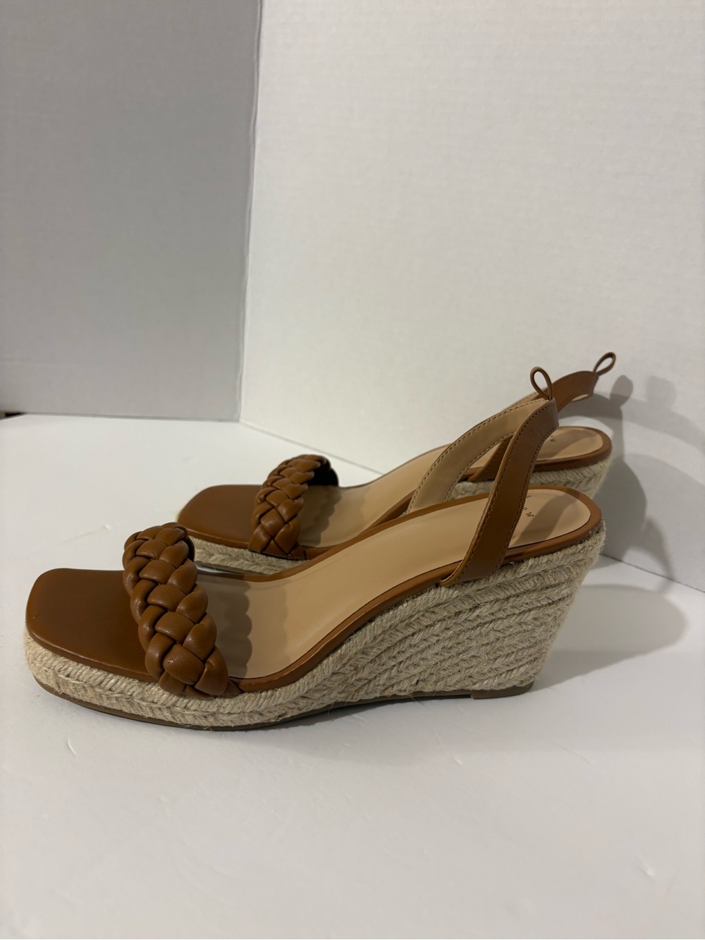 A New Day Women's Brown Braided Faux Leather Espadrille Wedge Sandals 9.5 - Picture 5 of 9